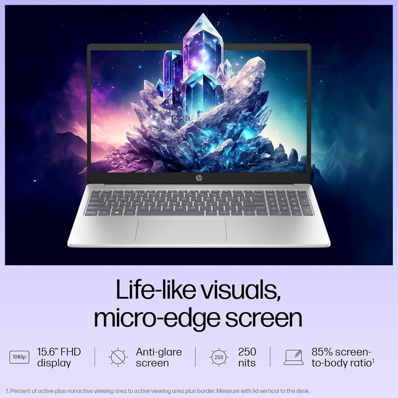 HP 15 FD0061TU [CI3 - 1215U 12TH GEN/8GB/512GB SSD/WIN11 HOME+MSO/15.6 INCH/INTEGRATED GRAPHICS /1 YEAR(S)/SILVER] - SWIFT PERIPHERALS1090550