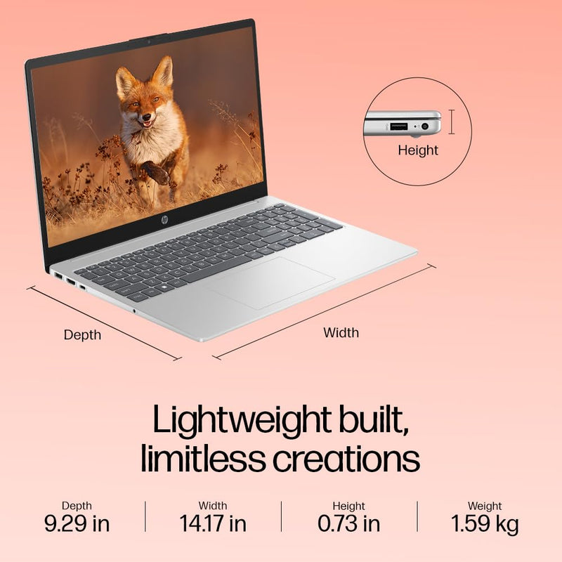 HP 15 FD0111TU [CI5 - 1235U 12TH GEN/16GB/512GB SSD/WIN11 HOME+MSO/15.6 INCH/INTEGRATED GRAPHICS /1 YEAR(S)/SILVER] - SWIFT PERIPHERALS1090638