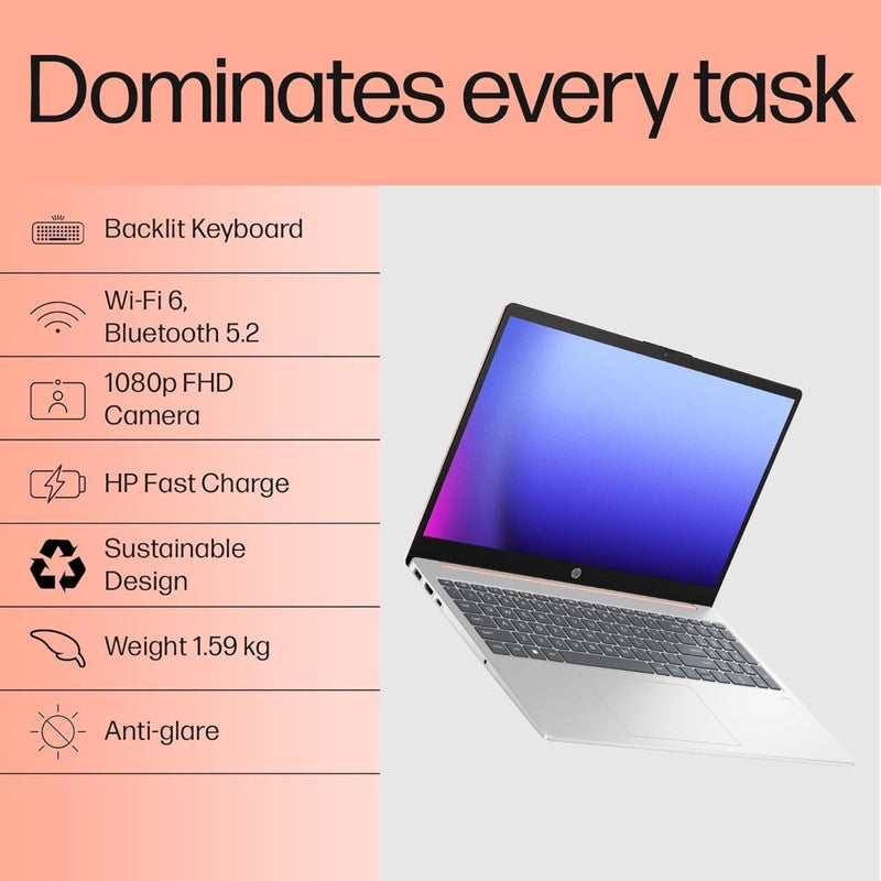 HP 15 FD0220TU [CI5 - 1334U 13TH GEN/8GB/512GB SSD/WIN11 HOME+MSO/15.6 INCH/INTEGRATED GRAPHICS /1 YEAR(S)/SILVER] - SWIFT PERIPHERALS1091043
