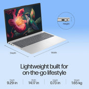 HP 15, INTEL ULTRA 5 125H (16GB DDR5, 1TB SSD) FHD, IPS, 15.6''/39.6CM, WIN11, M365 BASIC(1YR) OFFICE24, SILVER, 1.65KG, FD1255TU, INTEL ARC GRAPHICS, FHD CAMERA W/SHUTTER, AI POWERED LAPTOP - SWIFT PERIPHERALS1094756