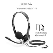 HP 150 Boom Mic On - Ear Wired Headset with Cushioned Pads and Adjustable Headband - SWIFT PERIPHERALS2EM62AA