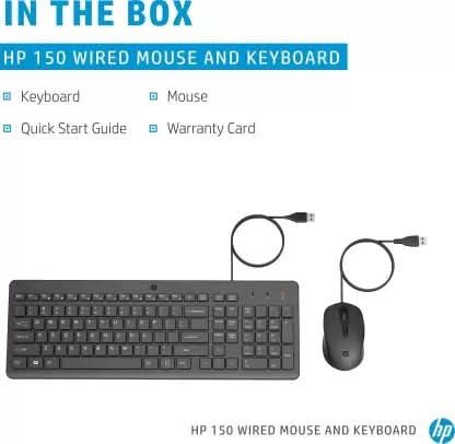 HP 150 USB WIRED KEYBOARD AND MOUSE COMBO - SWIFT PERIPHERALS105214