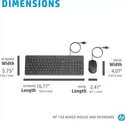 HP 150 USB WIRED KEYBOARD AND MOUSE COMBO - SWIFT PERIPHERALS105214