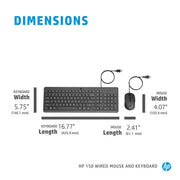 HP 150 Wired Keyboard and Optical Mouse Combo with 1600 DPI - SWIFT PERIPHERALS240J7AA