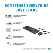 HP 150 Wired Keyboard and Optical Mouse Combo with 1600 DPI - SWIFT PERIPHERALS240J7AA