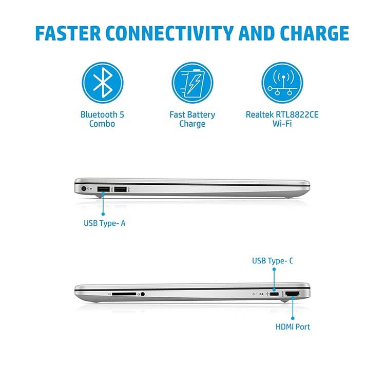 HP 15S - FQ5009TU [CI5 - 1235U 12TH GEN/8GB DDR4/512GB SSD/NO DVD/WIN11 HOME+MSO/15.6 INCH/INTEGRATED GRAPHICS/1 YEAR/SILVER] - SWIFT PERIPHERALS107787