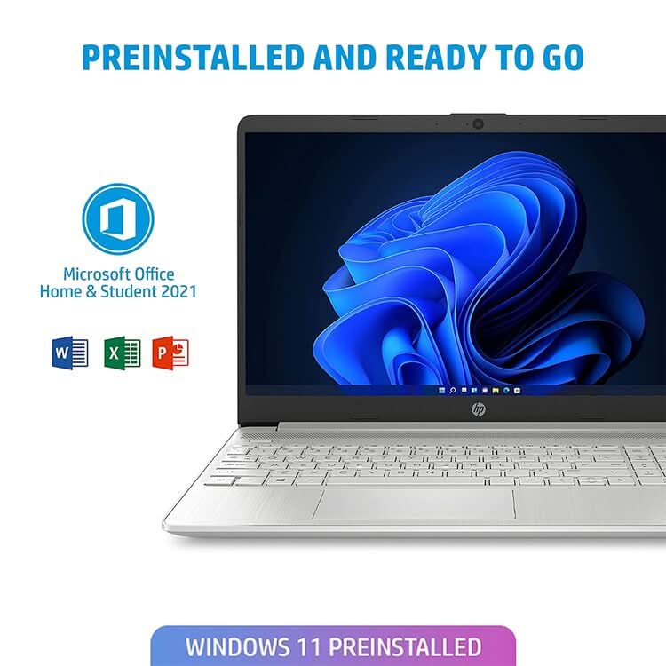 HP 15S - FQ5009TU [CI5 - 1235U 12TH GEN/8GB DDR4/512GB SSD/NO DVD/WIN11 HOME+MSO/15.6 INCH/INTEGRATED GRAPHICS/1 YEAR/SILVER] - SWIFT PERIPHERALS107787