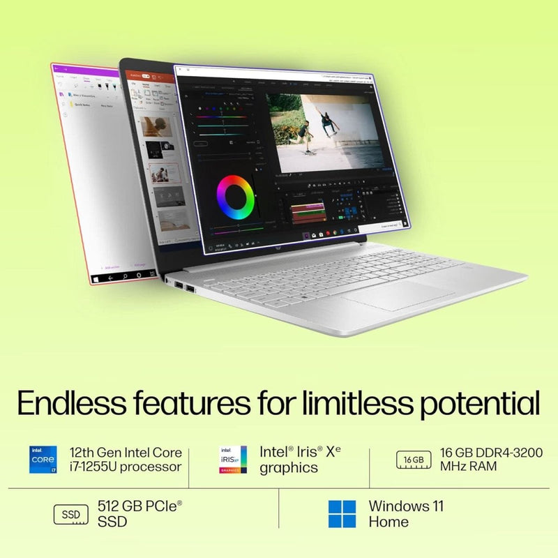 HP 15S - FQ5190TU [CI7 - 1255U 12TH GEN/16GB/512GB SSD/WIN11 HOME+MSO/15.6 INCH/INTEGRATED GRAPHICS /1 YEAR(S)/SILVER] - SWIFT PERIPHERALS1087313