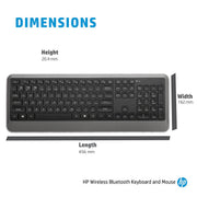 HP 1F0C8PA Wireless Bluetooth Full - size Keyboard and Optical Mouse Combo with Spill Resistant Design - SWIFT PERIPHERALS1F0C8PA