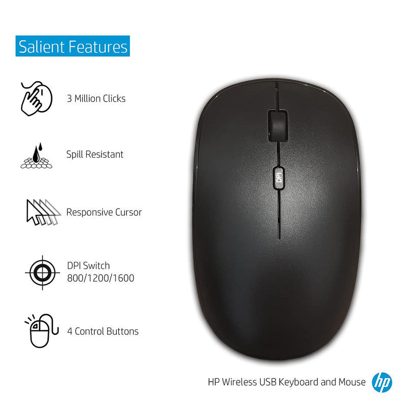 HP 1F0C9PA Wireless Full - size Keyboard and Optical Mouse Combo with Spill Resistant Design - SWIFT PERIPHERALS1F0C9PA