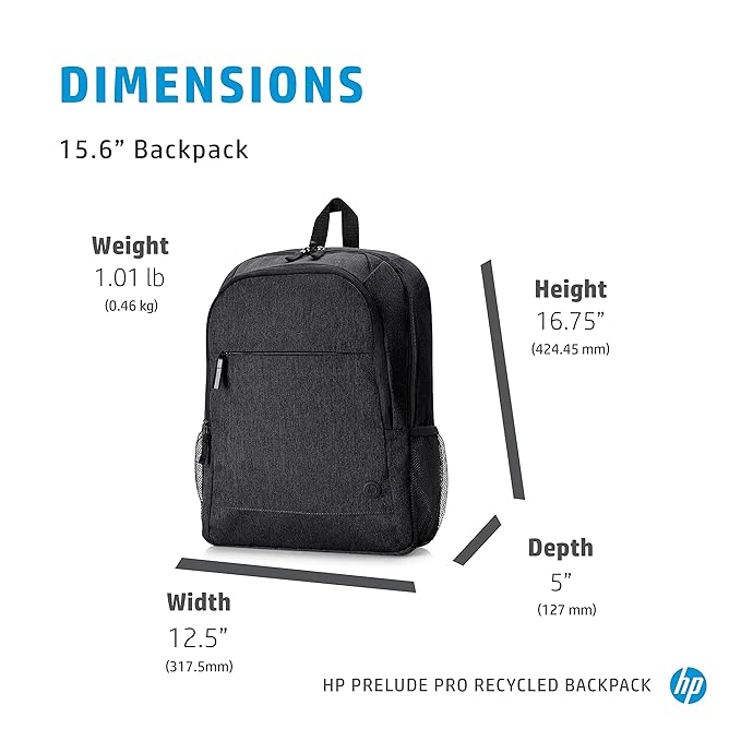 HP 1X644AA Prelude Pro Recycled Backpack for 15.6 Inch Laptops with Smart Cable Pass - Through and Water - Resistant Exterior - SWIFT PERIPHERALS1X644AA