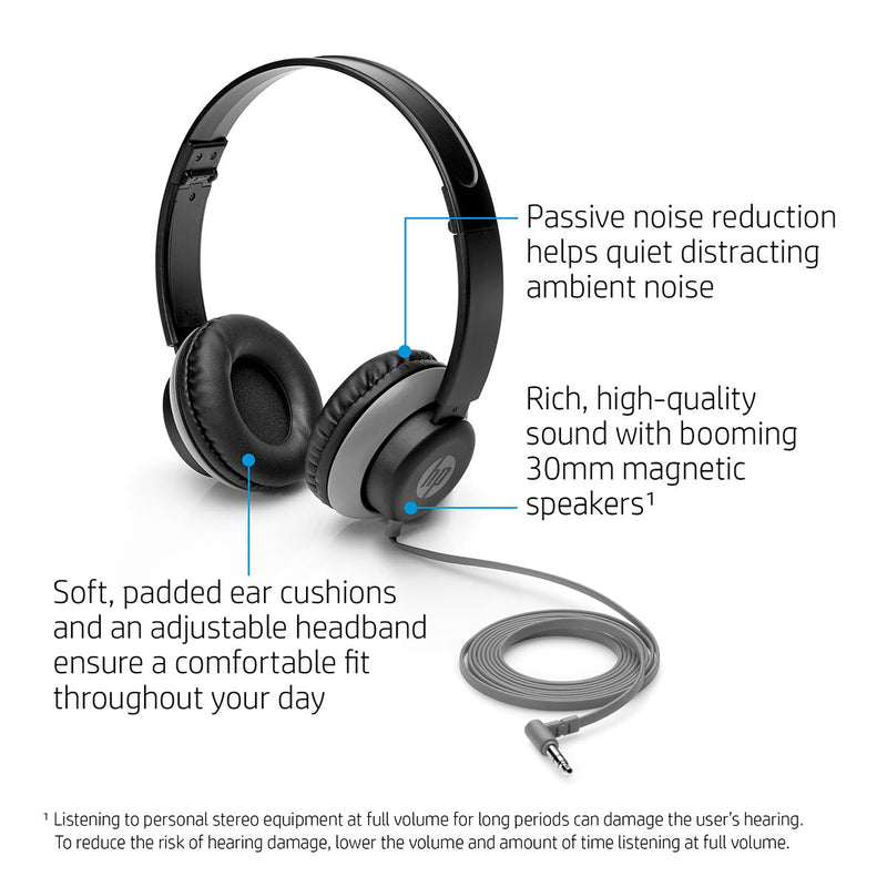 HP 200 Wired On - Ear Headphone with Foldable Design and 30mm Driver Unit - SWIFT PERIPHERALS2VB08AA