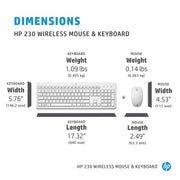 HP 230 Wireless Keyboard and 1600DPI Optical Mouse Ultra Slim Combo - White - SWIFT PERIPHERALS3L1F0AA