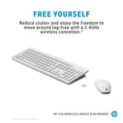HP 230 Wireless Keyboard and 1600DPI Optical Mouse Ultra Slim Combo - White - SWIFT PERIPHERALS3L1F0AA