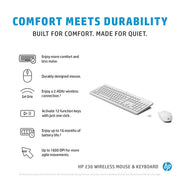 HP 230 Wireless Keyboard and 1600DPI Optical Mouse Ultra Slim Combo - White - SWIFT PERIPHERALS3L1F0AA