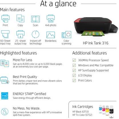 HP 316 ALL IN ONE INK TANK COLOR PRINTER - SWIFT PERIPHERALS101952