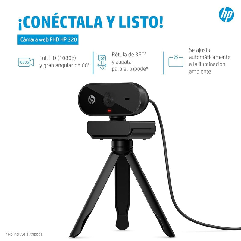 HP 320 FHD Webcam - USB - A Computer Camera with Mic & Privacy Cover - for Desktop, Laptop, & Chromebook - SWIFT PERIPHERALS53X26AA