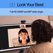 HP 320 FHD Webcam - USB - A Computer Camera with Mic & Privacy Cover - for Desktop, Laptop, & Chromebook - SWIFT PERIPHERALS53X26AA
