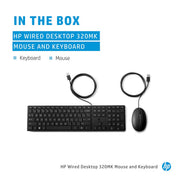 HP 320MK Wired Desktop Optical Mouse and Full - Size Keyboard Combo - SWIFT PERIPHERALS9SR36AA