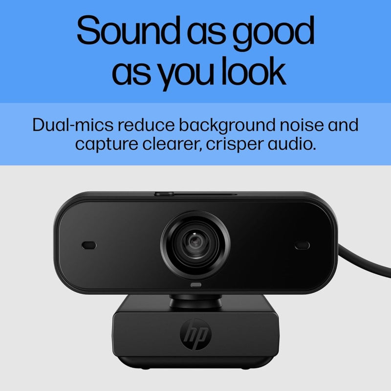 HP 430 FHD Webcam - USB, Plug & Play External Camera with Dual Mics & Privacy Shutter - SWIFT PERIPHERALS77B11AA