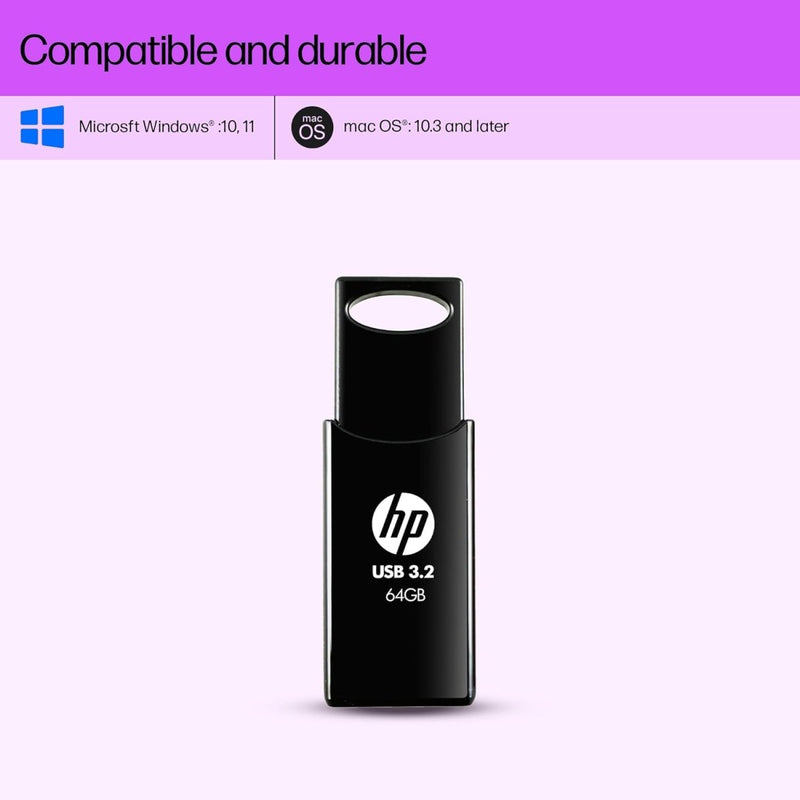HP 64 GB 712w USB 3.2 Flash Drive - Black - SWIFT PERIPHERALS7Z375AA
