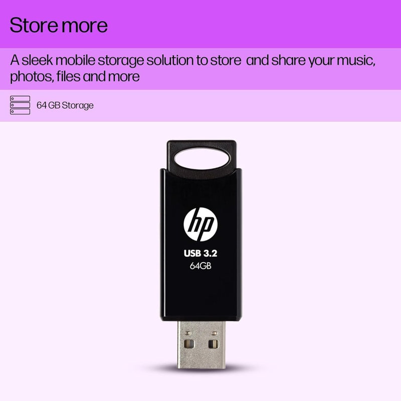 HP 64 GB 712w USB 3.2 Flash Drive - Black - SWIFT PERIPHERALS7Z375AA