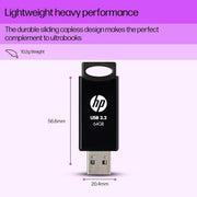 HP 64 GB 712w USB 3.2 Flash Drive - Black - SWIFT PERIPHERALS7Z375AA