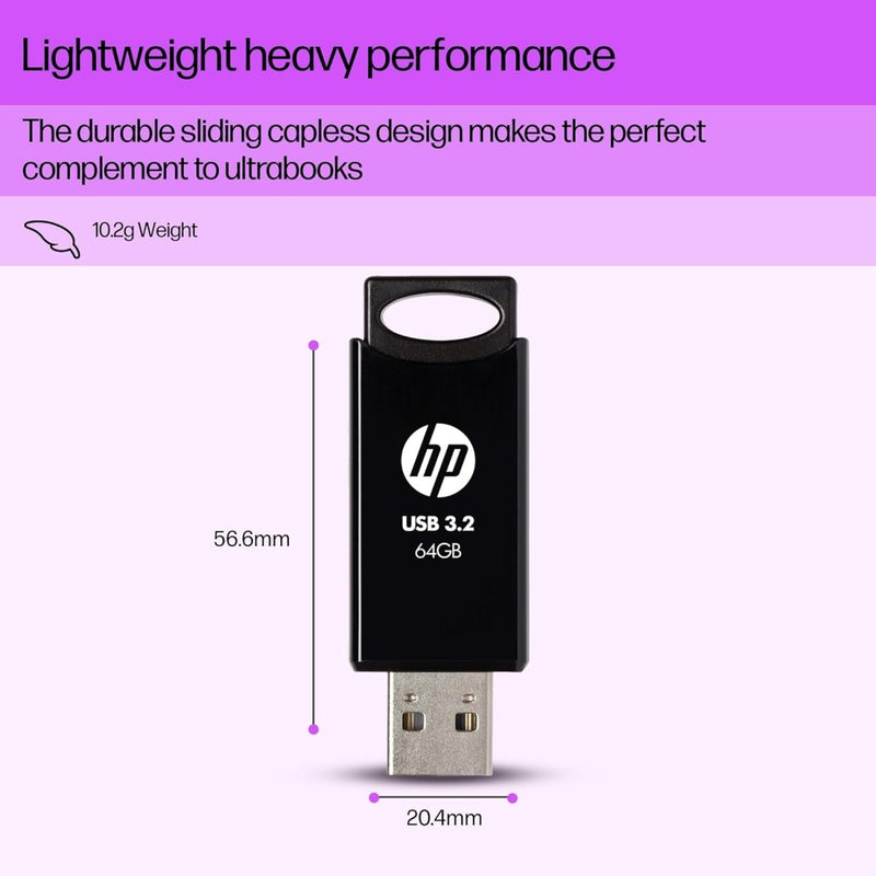 HP 64 GB 712w USB 3.2 Flash Drive - Black - SWIFT PERIPHERALS7Z375AA