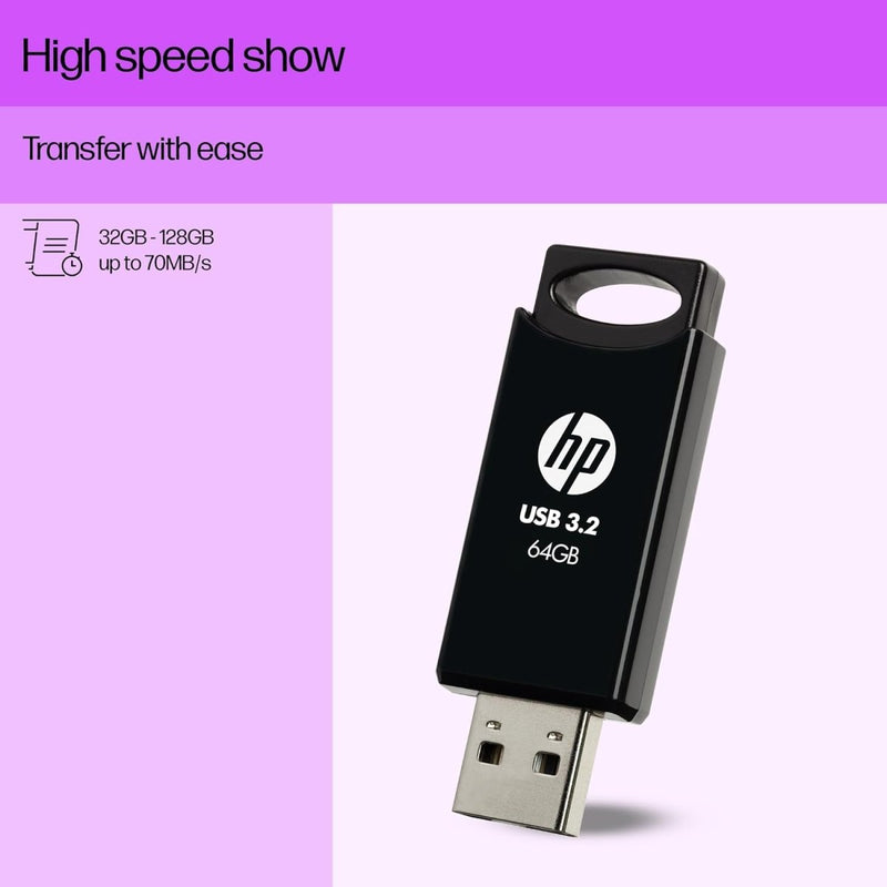 HP 64 GB 712w USB 3.2 Flash Drive - Black - SWIFT PERIPHERALS7Z375AA
