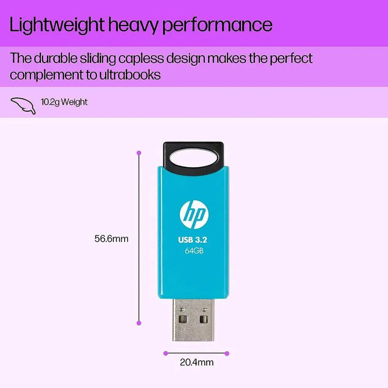 HP 64 GB 712w USB 3.2 Flash Drive - Blue - SWIFT PERIPHERALS7Z377AA