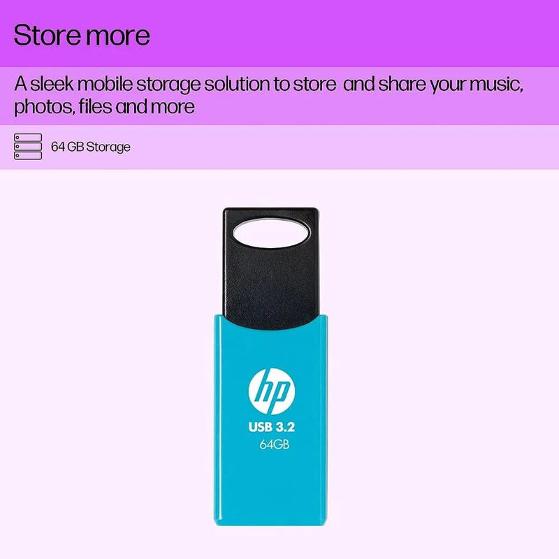 HP 64 GB 712w USB 3.2 Flash Drive - Blue - SWIFT PERIPHERALS7Z377AA
