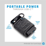 HP 65W USB Type - C Slim Travel Power Adapter Charger - SWIFT PERIPHERALS671R2AA
