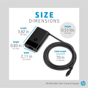 HP 65W USB Type - C Slim Travel Power Adapter Charger - SWIFT PERIPHERALS671R2AA