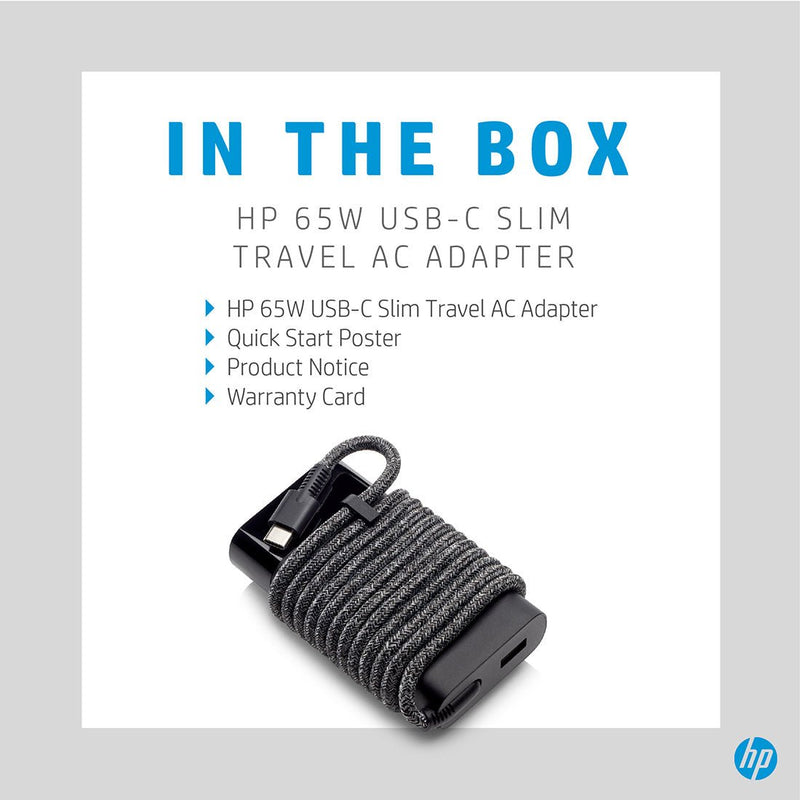 HP 65W USB Type - C Slim Travel Power Adapter Charger - SWIFT PERIPHERALS671R2AA