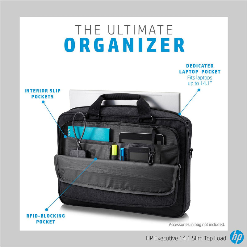 HP 6KD04AA Executive 14 - Inch Slim Top Load Laptop Bag with Built - in USB Charging Port - SWIFT PERIPHERALS6KD04AA