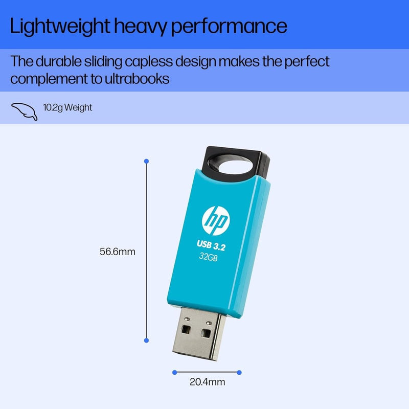HP 712W 32GB USB 3.2 Flash Drive - Blue - SWIFT PERIPHERALS7Z376AA