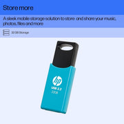 HP 712W 32GB USB 3.2 Flash Drive - Blue - SWIFT PERIPHERALS7Z376AA