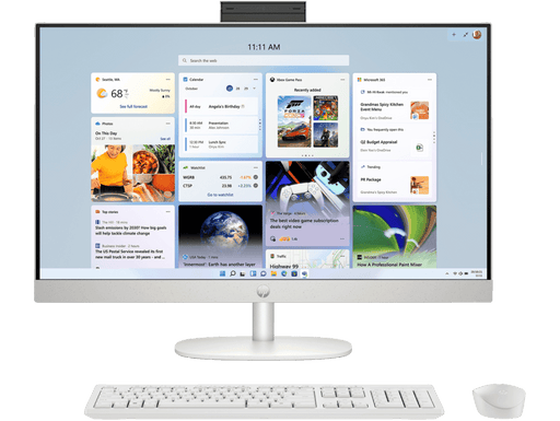 HP AIO 27 13th Gen Intel Core i3 - 1315U, 8GB, 512GB SSD, Intel UHD Graphics, 27 Inch FHD, Win 11, MS Office 2024, Shell White, CR0902IN - SWIFT PERIPHERALS