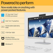 HP AIO PC 13TH GEN INTEL CORE I5 - 1335U,23.8INCH(60.5 CM) FHD,TOUCH,ANTI - GLARE (16 GB DDR4,1TB SSD,WIRELESS KEYBOARD & MOUSE COMBO,FHD IR TILT PRIVACY CAMERA) WIN 11,5.53KG,24 - CR0410IN - WINDOWS 11 HOME - SWIFT PERIPHERALS957L8PA