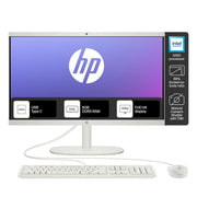HP ALL - IN - ONE DESKTOP,INTEL CELERON - N100,21.45 INCH(54.5CM),FHD,ANTI - GLARE,8 GB DDR5, 512GB SSD,DUAL 2W SPEAKERS,WHITE WIRED KEYBOARD AND MOUSE COMBO,WHITE, WINDOWS 11, 4.17KG,22 - DG0153IN - SWIFT PERIPHERALS9U108PA