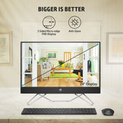 HP ALL - IN - ONE PC 12TH GEN INTEL CORE I5 - 1235U 24 - INCH FHD ANTI GLARE DESKTOP (8GB RAM/512GB/WINDOWS 11/WIRELESS KEYBOARD AND MOUSE COMBO/MSO/IR PRIVACY CAMERA/JET BLACK) 24 - CB1907IN - SWIFT PERIPHERALS1087305