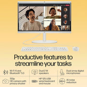 HP ALL - IN - ONE PC, WINDOWS 11 HOME, INTEL PROCESSOR N200, 21.45 - INCH (54.5 CM), FHD, INTEL UHD GRAPHICS, 720P HD CAMERA W/PRIVACY SHUTTER, DUAL SPEAKERS (WIN 11, WHITE, 4.17 KG), DG0154IN - SWIFT PERIPHERALS9T912PA