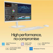 HP ALL - IN - ONE PC, WINDOWS 11 HOME, INTEL PROCESSOR N200, 21.45 - INCH (54.5 CM), FHD, INTEL UHD GRAPHICS, 720P HD CAMERA W/PRIVACY SHUTTER, DUAL SPEAKERS (WIN 11, WHITE, 4.17 KG), DG0154IN - SWIFT PERIPHERALS9T912PA