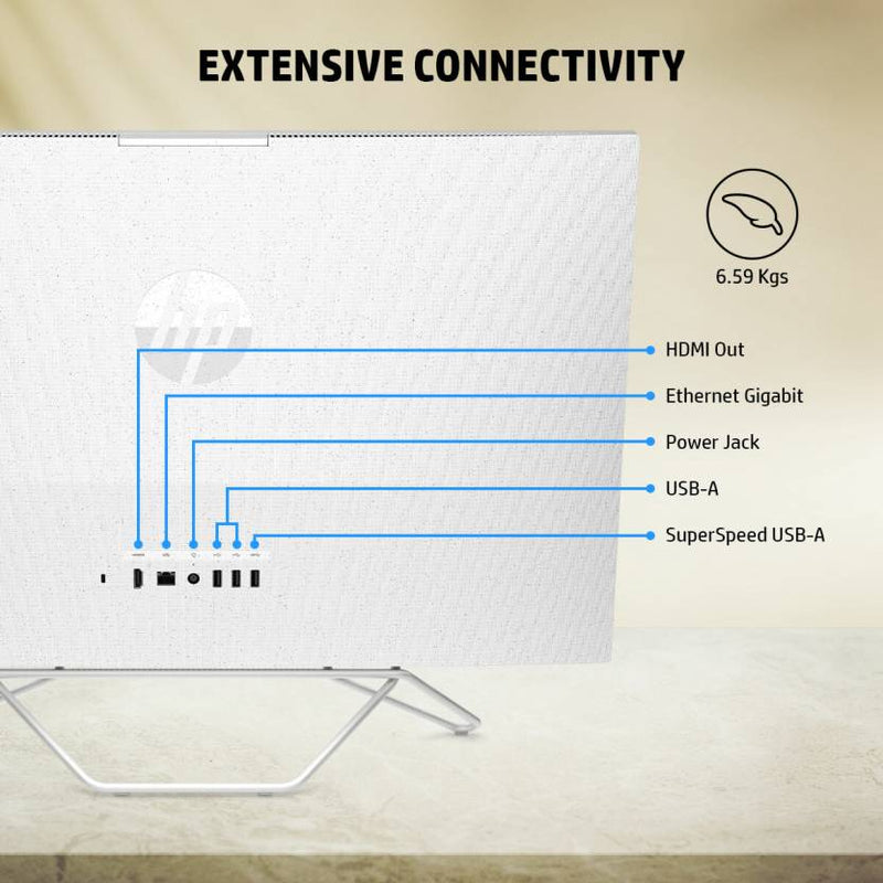 HP ALL - IN - ONE RYZEN 3 DUAL CORE (8 GB DDR4/1 TB/256 GB SSD/WINDOWS 11 HOME/AMD RADEON GRAPHICS/23.8 INCH SCREEN/24 - CB0789IN) WITH MS OFFICE (SNOW WHITE, 419 MM X 540.6 MM X 183.7 MM, 5.37 KG) - SWIFT PERIPHERALS4W112PA