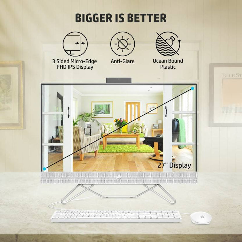HP ALL - IN - ONE RYZEN 3 DUAL CORE (8 GB DDR4/1 TB/256 GB SSD/WINDOWS 11 HOME/AMD RADEON GRAPHICS/23.8 INCH SCREEN/24 - CB0789IN) WITH MS OFFICE (SNOW WHITE, 419 MM X 540.6 MM X 183.7 MM, 5.37 KG) - SWIFT PERIPHERALS4W112PA