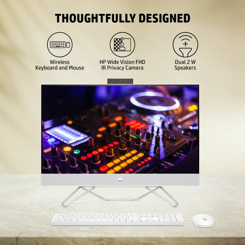 HP ALL - IN - ONE RYZEN 3 DUAL CORE (8 GB DDR4/1 TB/256 GB SSD/WINDOWS 11 HOME/AMD RADEON GRAPHICS/23.8 INCH SCREEN/24 - CB0789IN) WITH MS OFFICE (SNOW WHITE, 419 MM X 540.6 MM X 183.7 MM, 5.37 KG) - SWIFT PERIPHERALS4W112PA