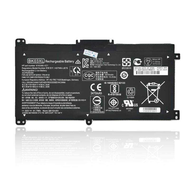 HP BK03XL Original OEM 41.7Whr 3470mAh 11.55V 3 Cell Laptop Battery for Select HP Laptops - SWIFT PERIPHERALSBK03XL-OEM