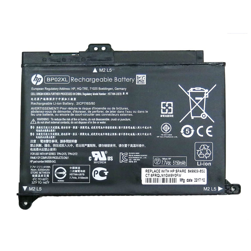 HP BP02XL Original OEM 41Whr 5325mAh 7.7V 2 Cell Laptop Battery - SWIFT PERIPHERALSBP02XL-OEM