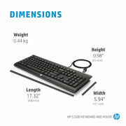 HP C2500 MULTIMEDIA SLIM USB WIRED KEYBOARD AND OPTICAL MOUSE COMBO (J8F15AA) - SWIFT PERIPHERALS104883