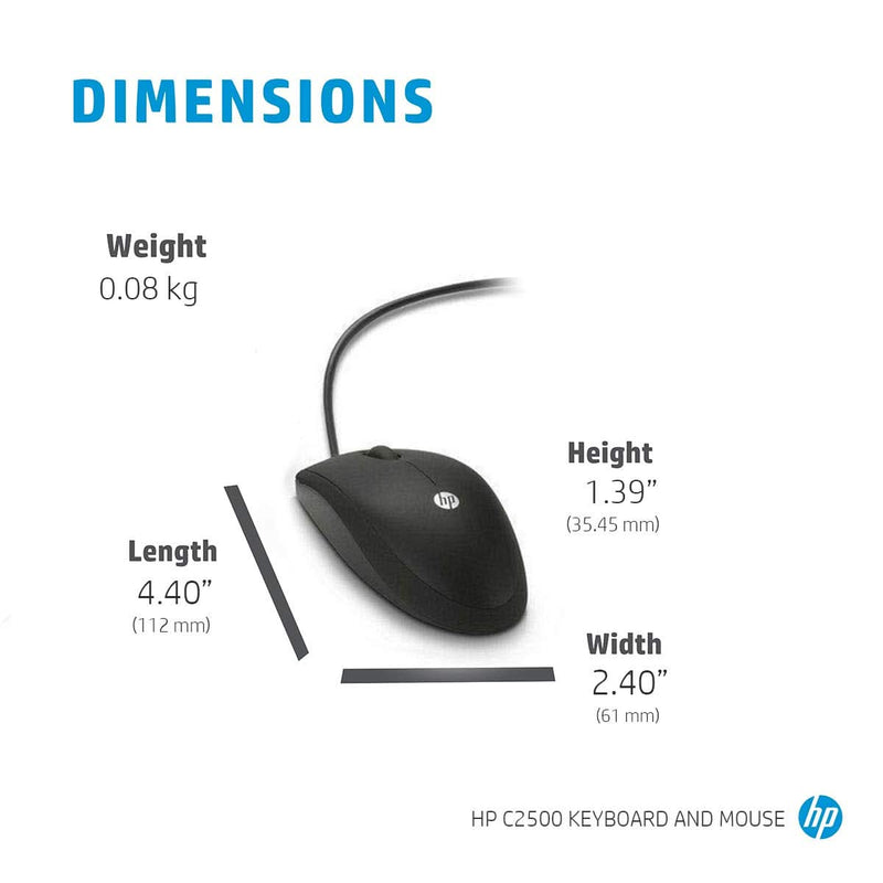 HP C2500 MULTIMEDIA SLIM USB WIRED KEYBOARD AND OPTICAL MOUSE COMBO (J8F15AA) - SWIFT PERIPHERALS104883